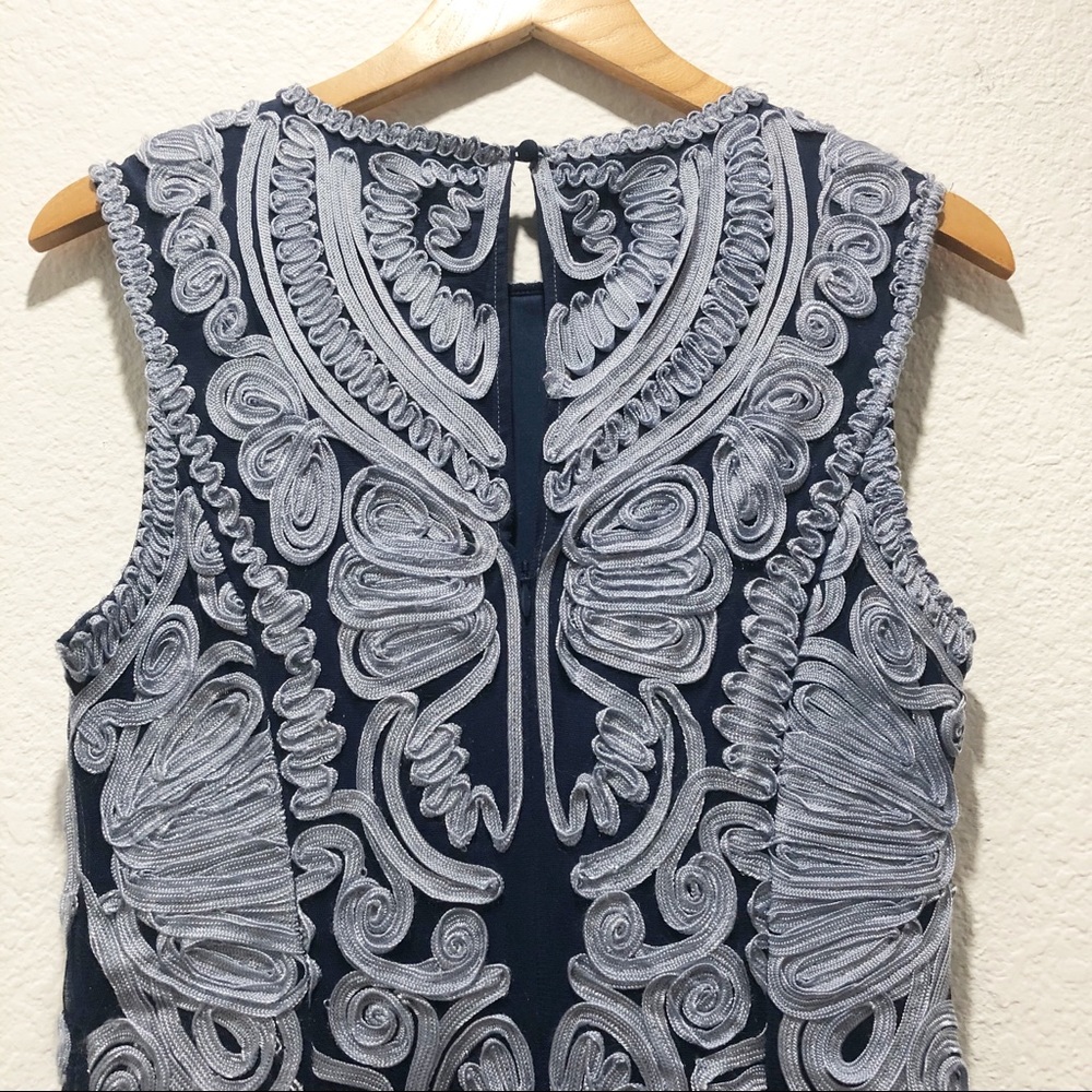 Nwot Js Collections Soutache Midi Dress Navy Sky - image 5